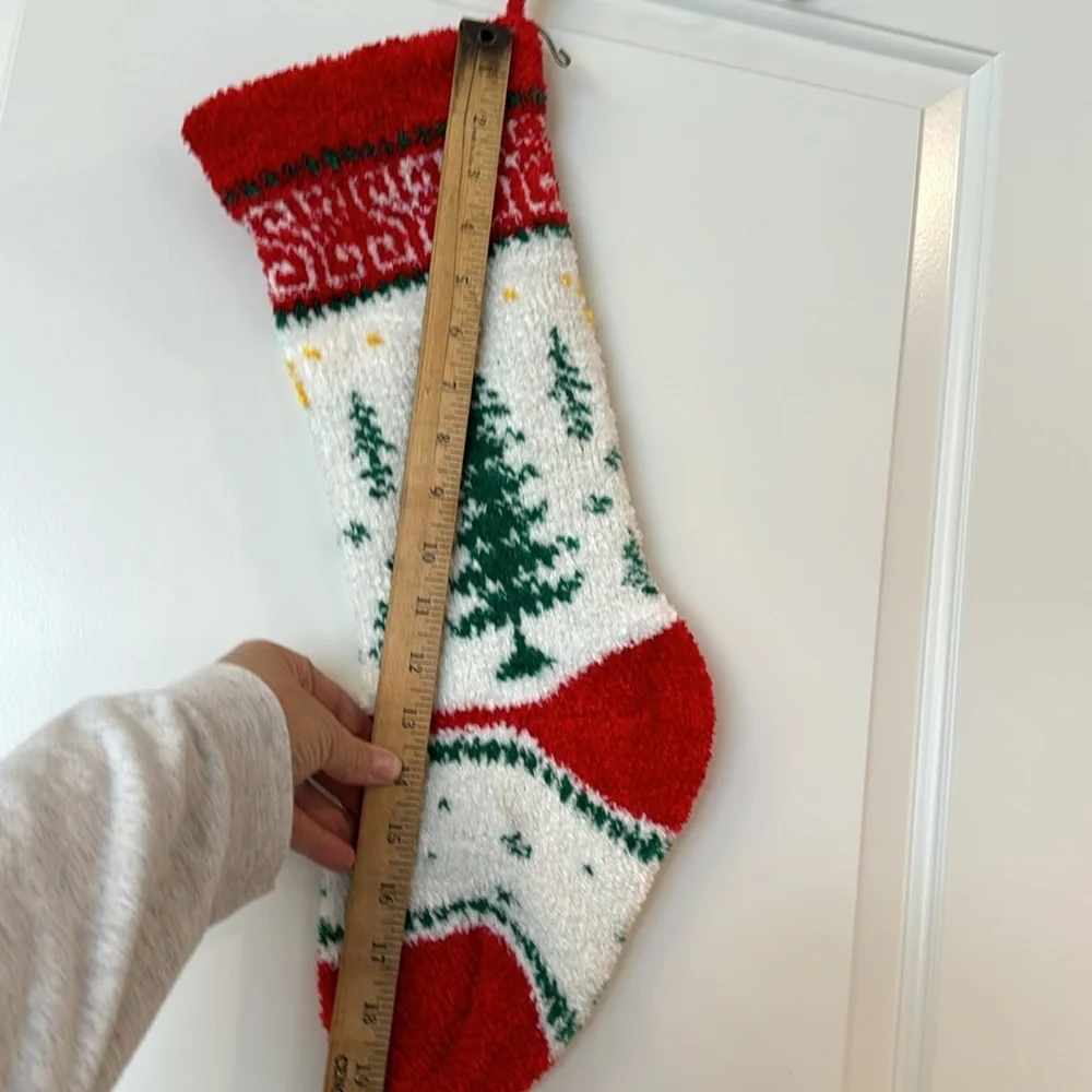 VINTAGE KNIT CHRISTMAS STOCKING CHRISTMAS TREE WITH HOOK - HOMEMADE
